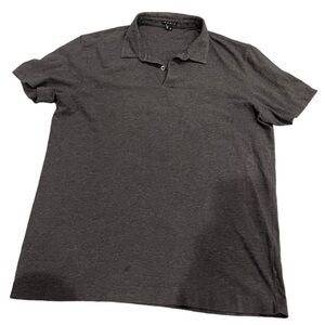 Theory charcoal dark gray cotton jersey knit polo size large
